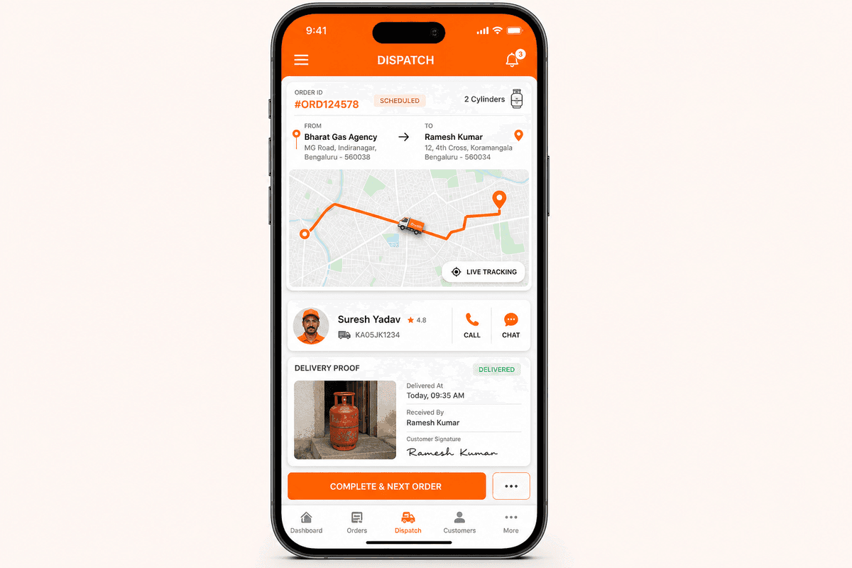 GB LPG mobile dispatch app